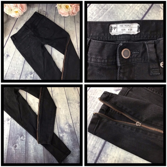 Free People Black Levon Full Bilateral Side Zipper Skinny - Leg 25 - Picture 12 of 16